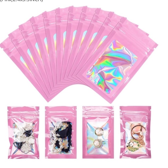 100pc Holographic Mylar Bags Smell Proof Resealable Packaging for Small Business - Picture 1 of 6